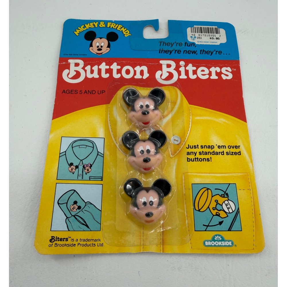 Disney Button Biters Mickey Mouse Vintage 1991 3pc Set Accessory Collectible New